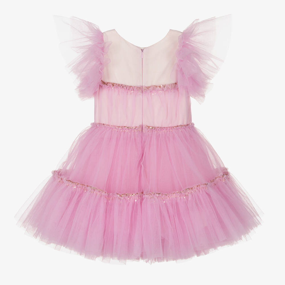 Billieblush Girls Pink Tulle Ruffle Dress Childrensalon Outlet