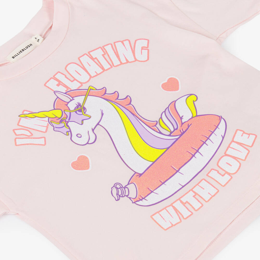 Billieblush-Girls Pink Unicorn T-Shirt | Childrensalon Outlet