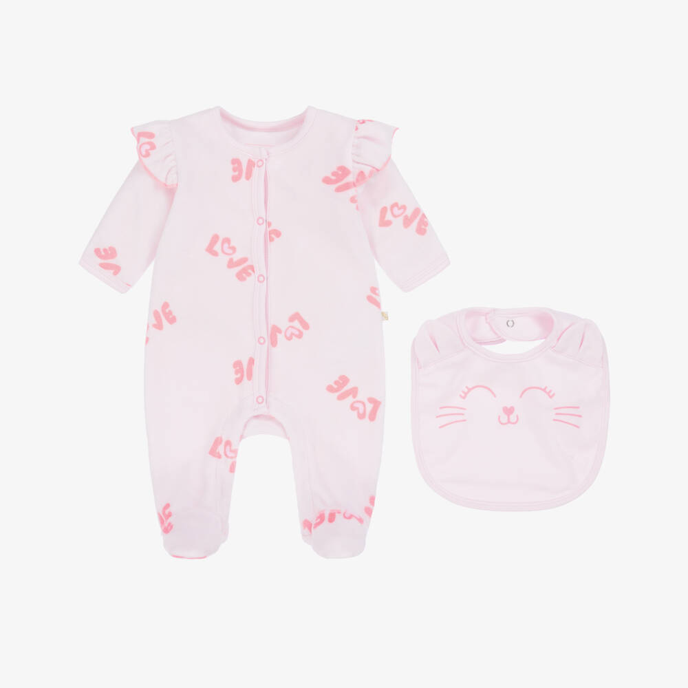 Billieblush-Розовый велюровый комплект для малышей с котиком для девочек | Childrensalon Outlet