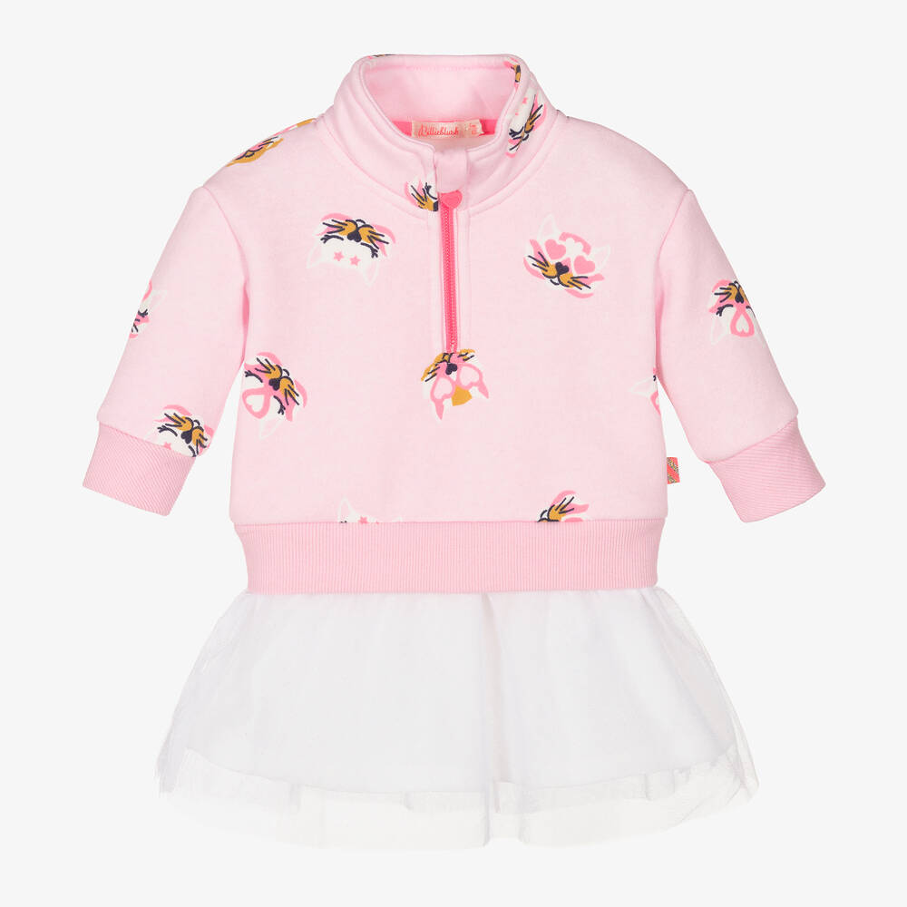 Billieblush - Girls Pink & White Cat Dress | Childrensalon