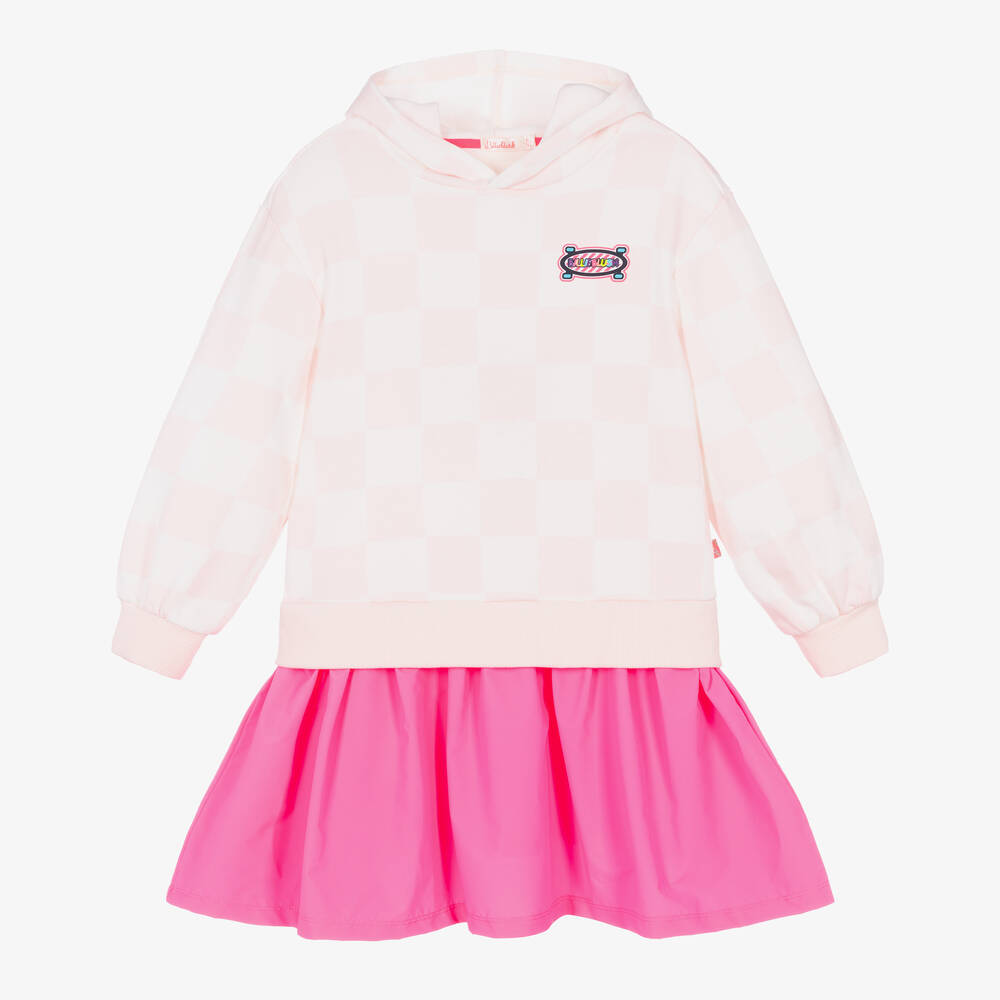 Billieblush - Girls Pink & White Check Hooded Dress  | Childrensalon