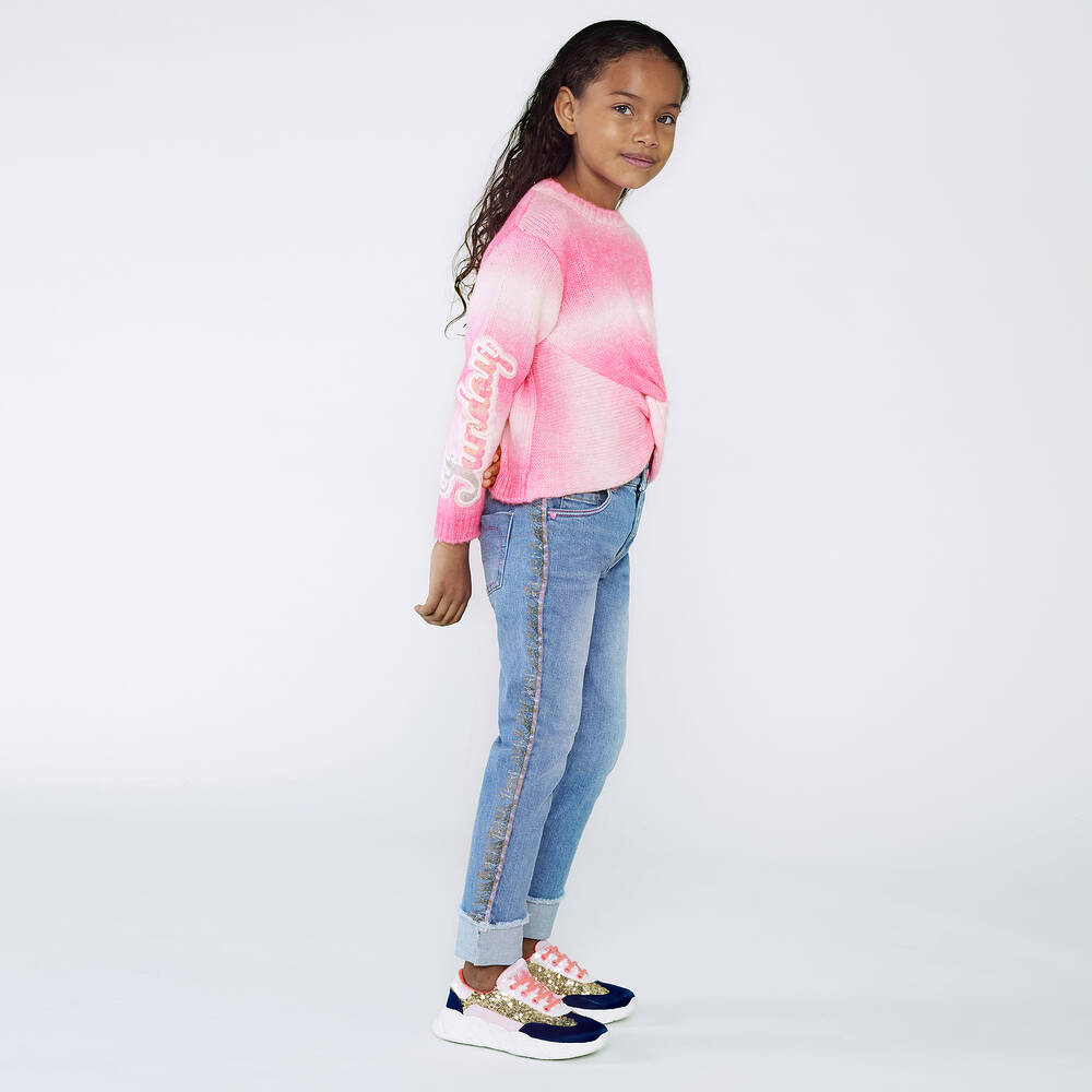 Billieblush-Girls Pink & White Knot Jumper | Childrensalon Outlet