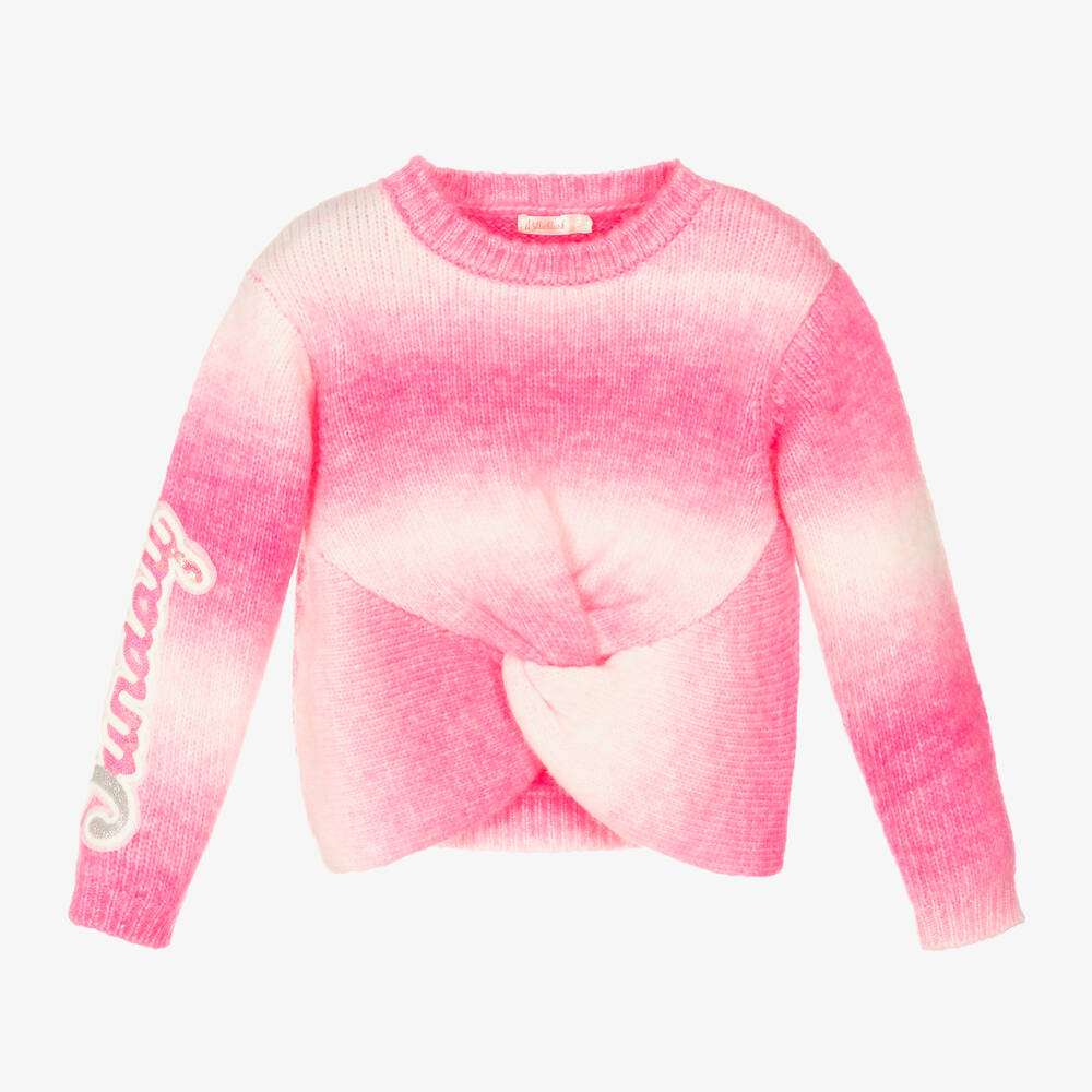 Billieblush - Pullover mit Knoten in Rosa & Weiß | Childrensalon