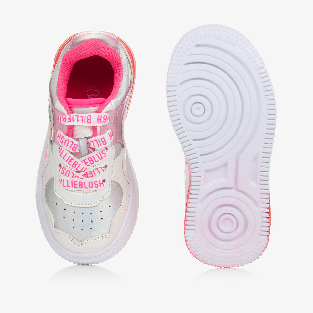 Billieblush-Girls Pink & White Lace-Up Trainers | Childrensalon Outlet