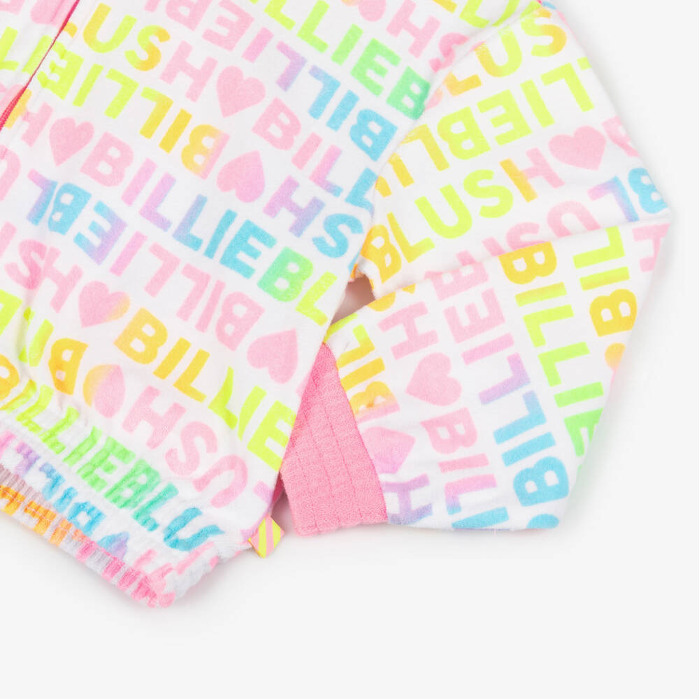 Billieblush-Girls Pink & White Terry Hoodie | Childrensalon Outlet