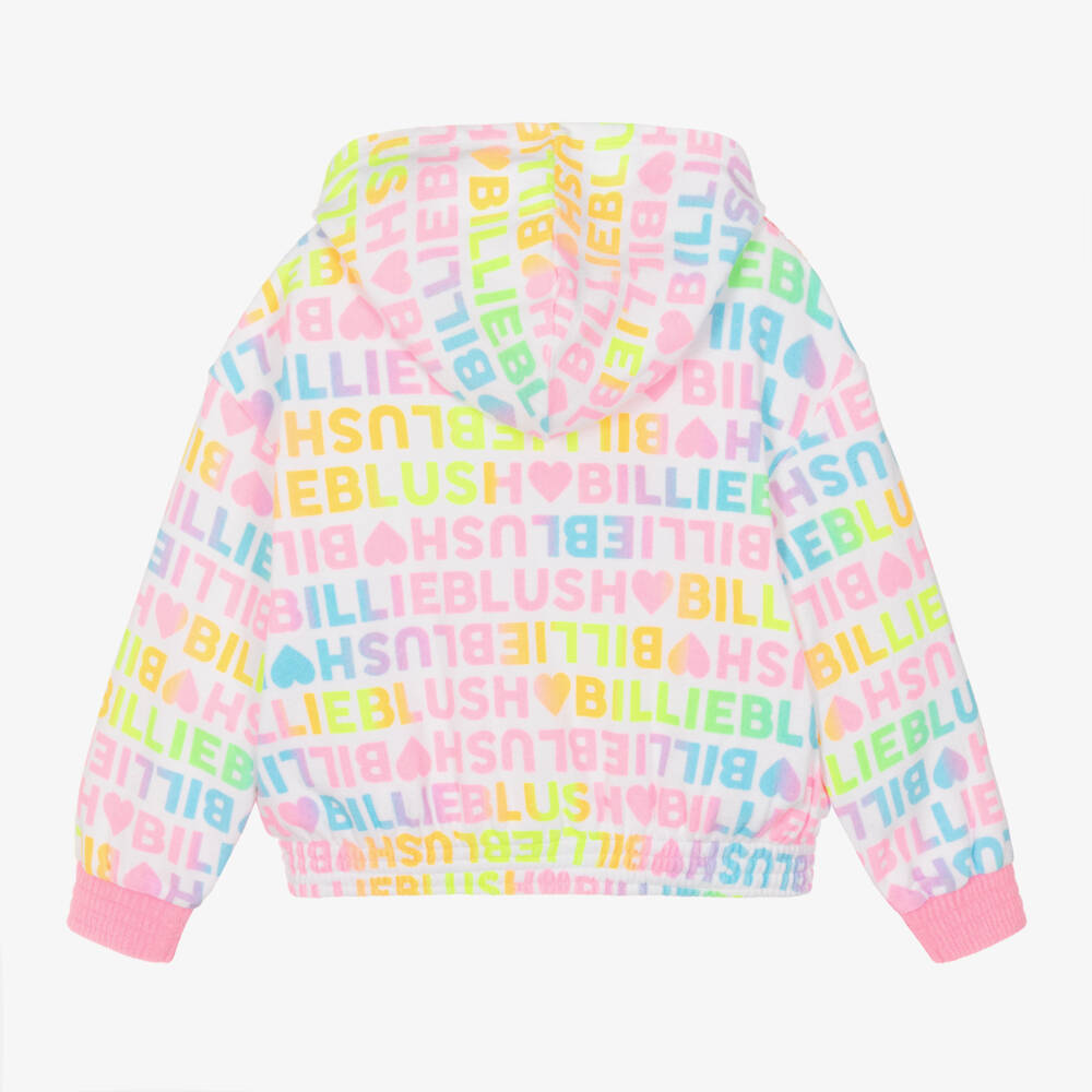 Billieblush-Girls Pink & White Terry Hoodie | Childrensalon Outlet