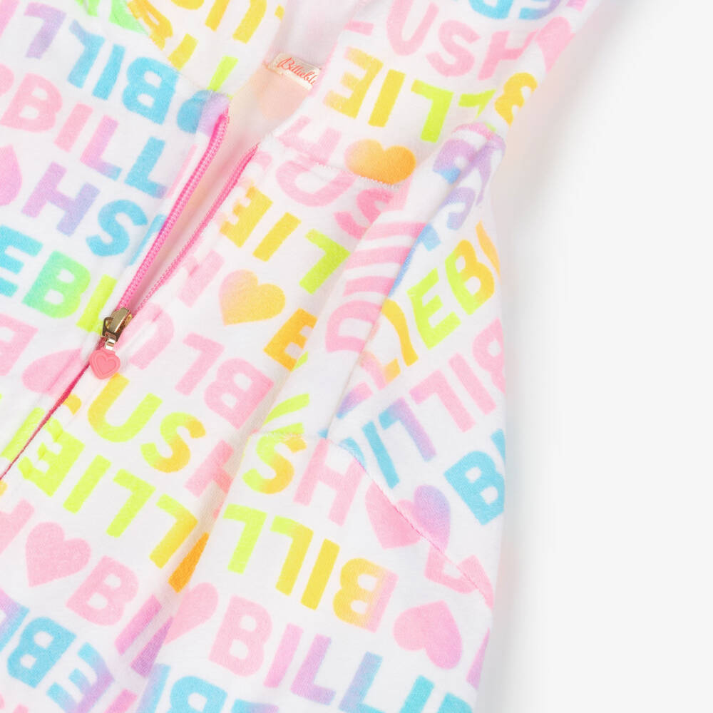 Billieblush-Girls Pink & White Terry Hoodie | Childrensalon Outlet