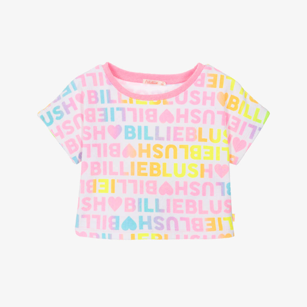 Billieblush-Розовая и белая махровая футболка для девочек | Childrensalon Outlet