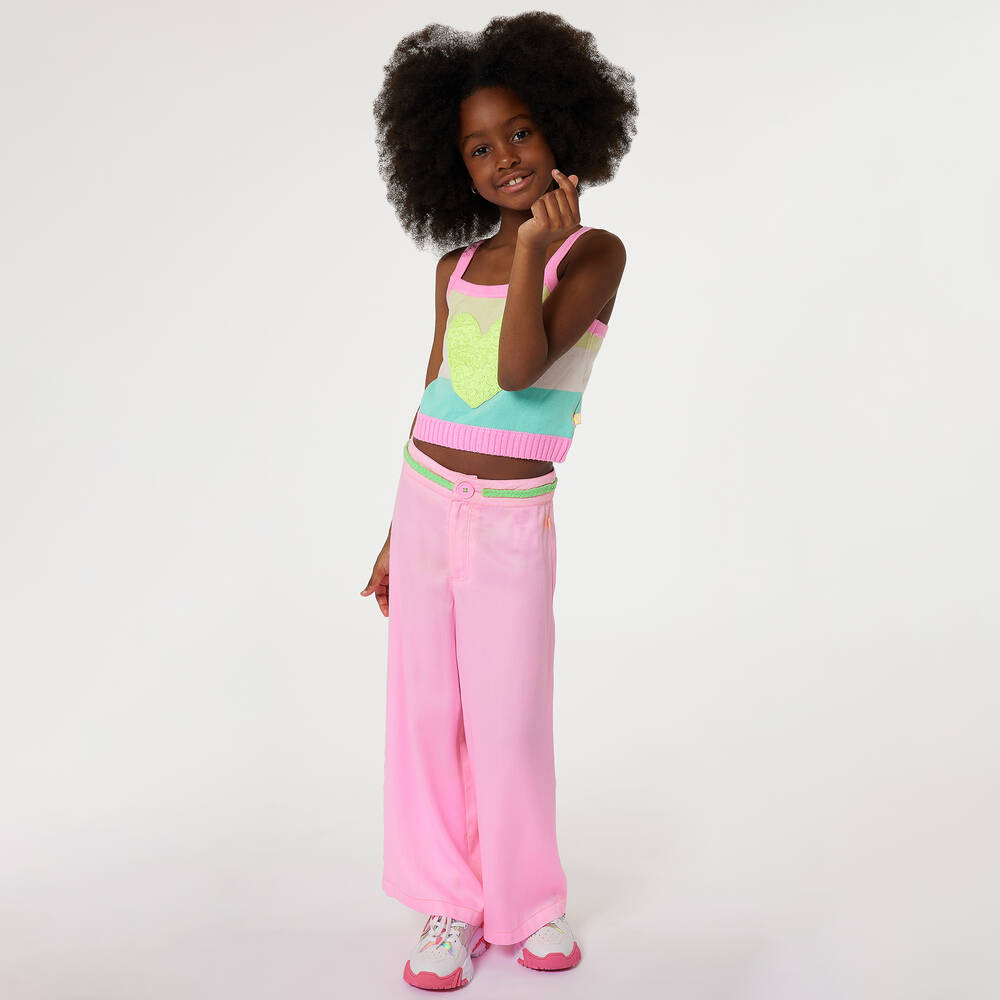 بيلي بلاش-بنطلون بأرجل واسعة فيسكوز لون زهري للبنات | Childrensalon Outlet