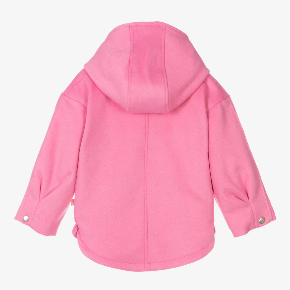 Billieblush-Girls Pink Wool Hooded Coat | Childrensalon Outlet