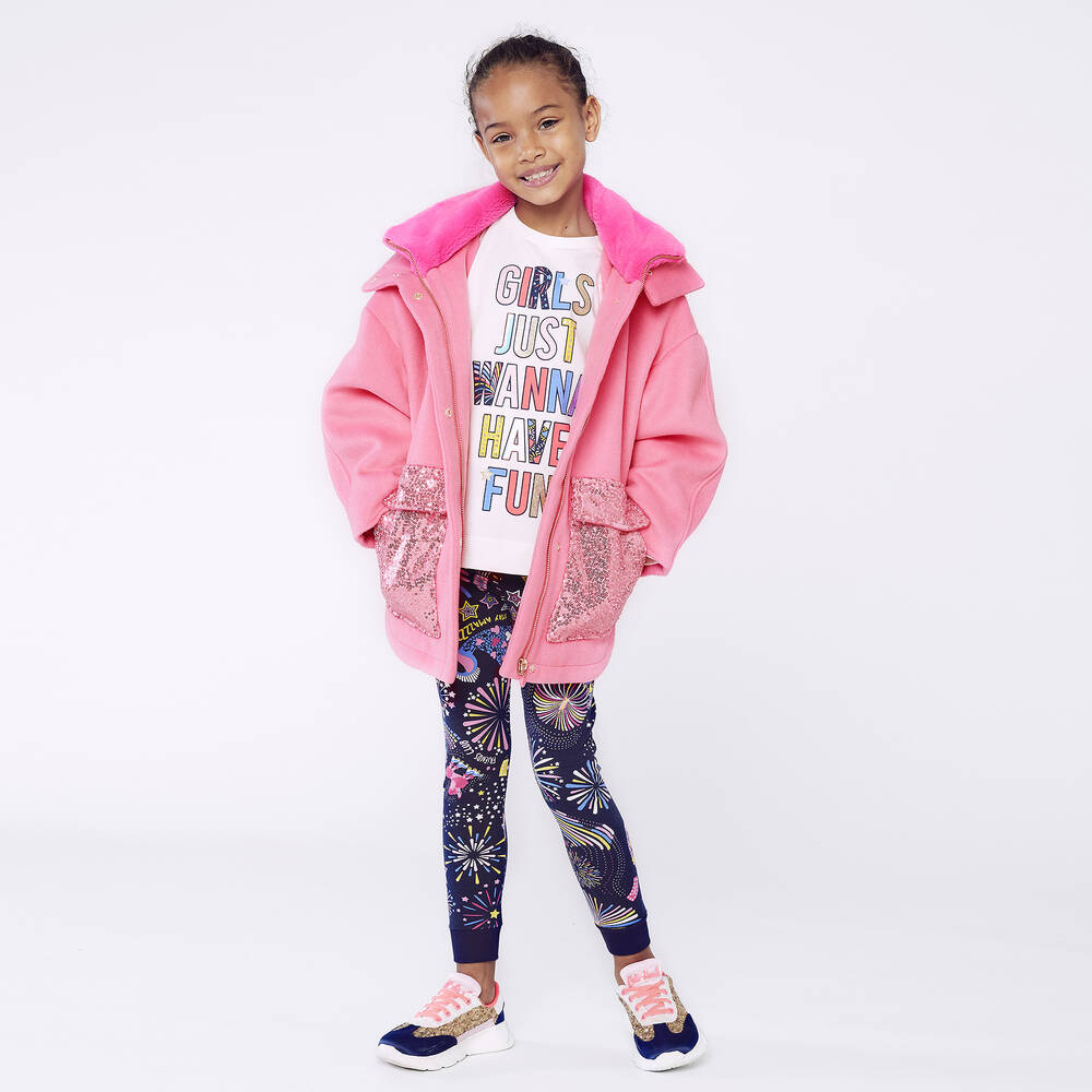 Billieblush Girls Pink Wool Hooded Coat Childrensalon Outlet