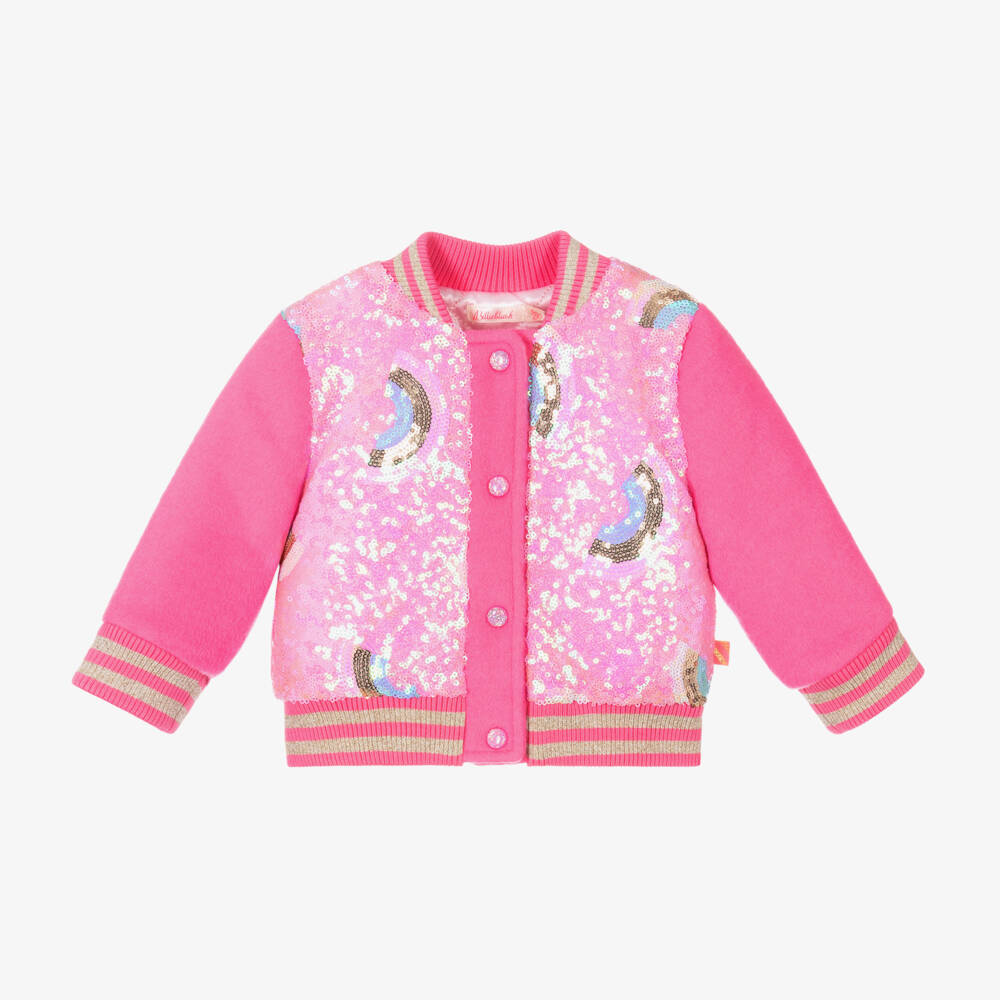 Billieblush-Girls Pink Wool Rainbow Jacket | Childrensalon Outlet