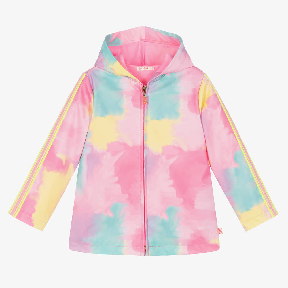 Billieblush - Manteau à capuche rose et jaune fille | Childrensalon