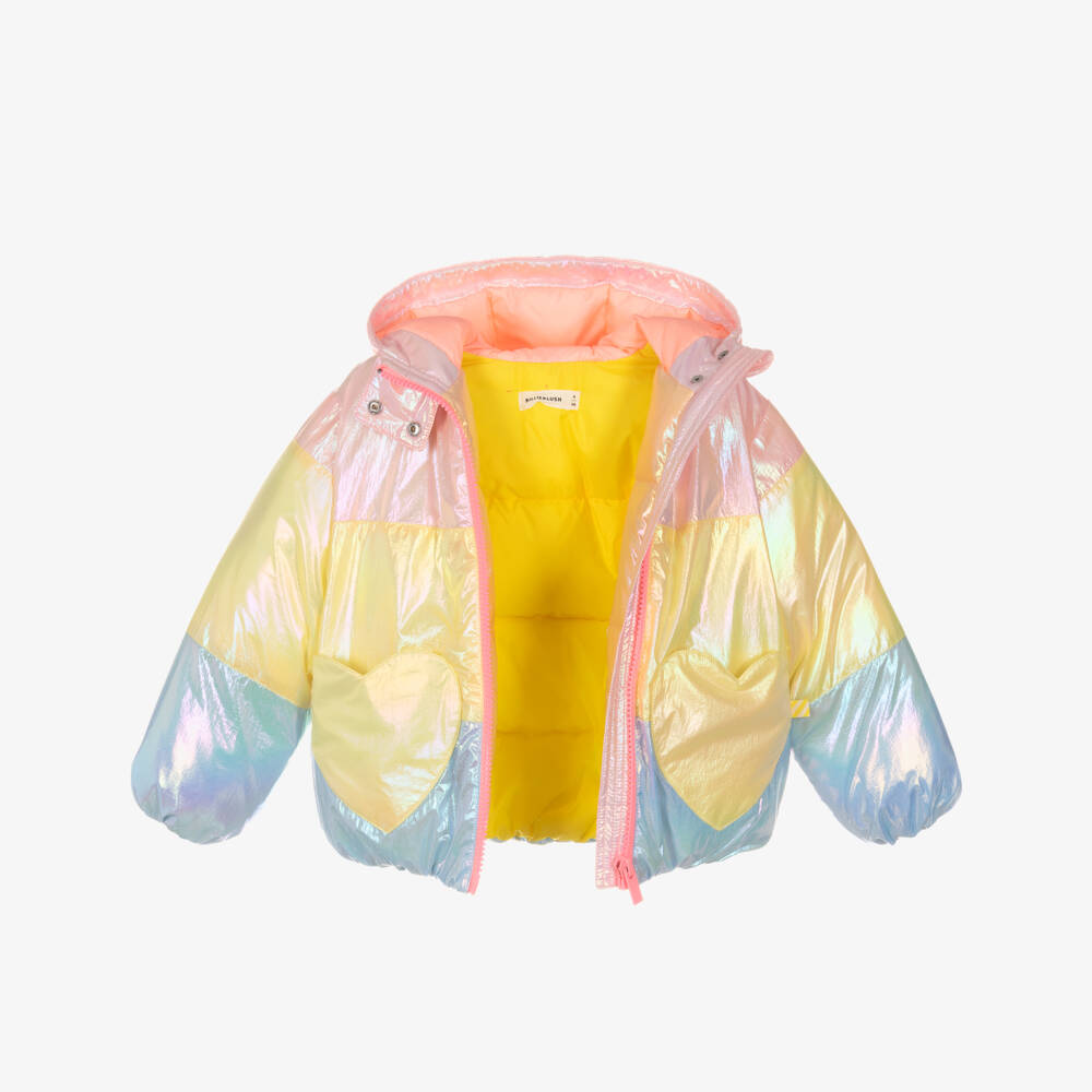 Billieblush-Girls Pink & Yellow Iridescent Padded Jacket | Childrensalon Outlet