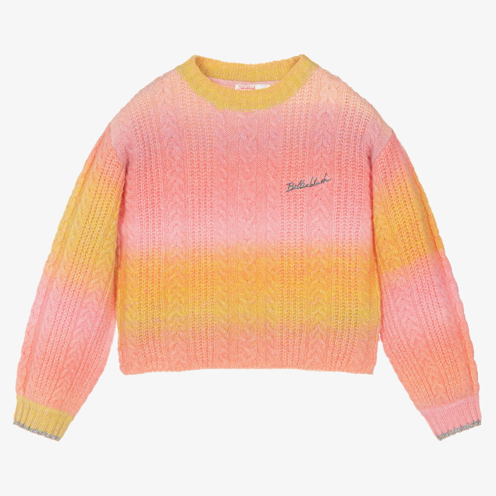 Billieblush - Girls Pink & Yellow Ombré Knit Jumper | Childrensalon