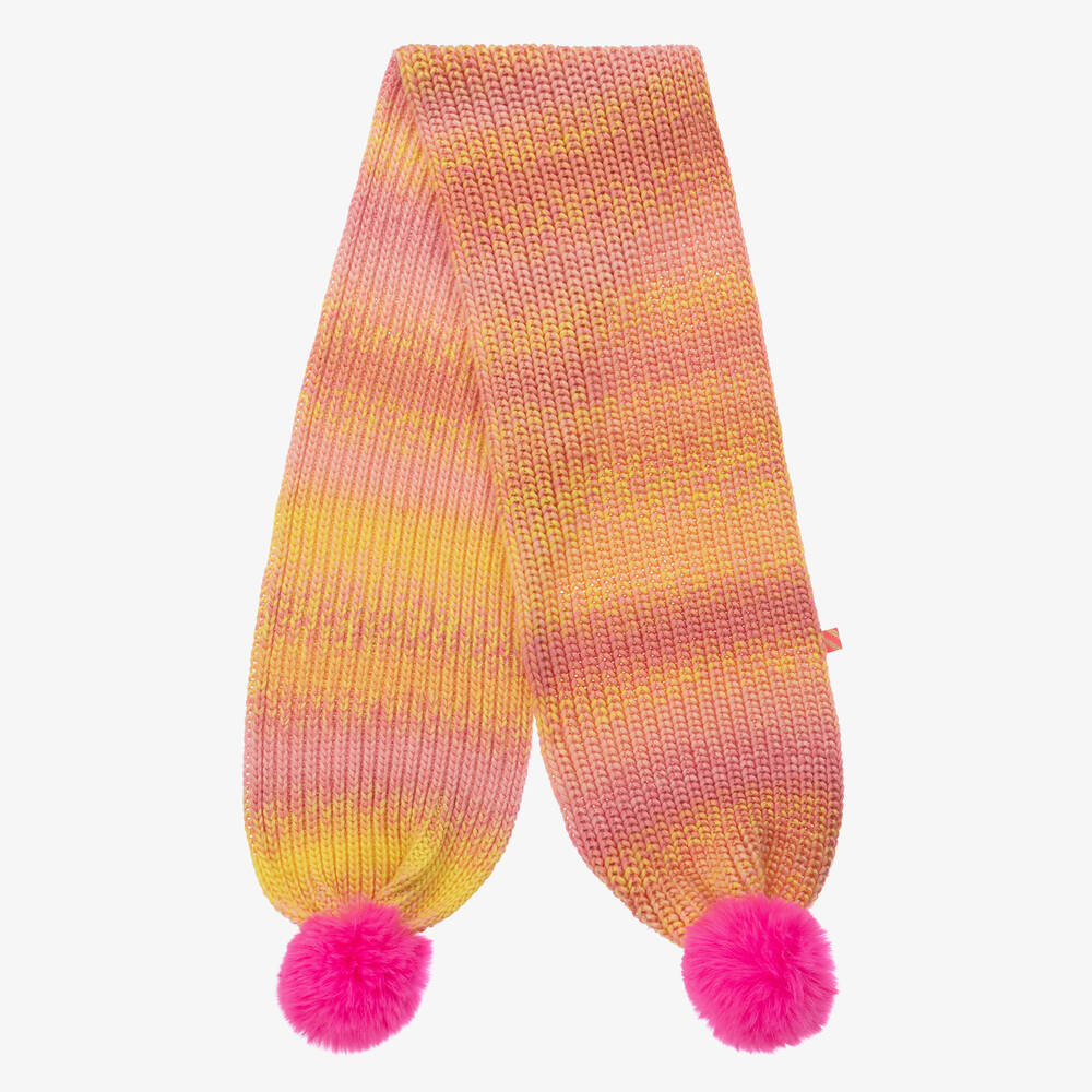 Billieblush-Розово-желтый шарф с помпонами | Childrensalon Outlet