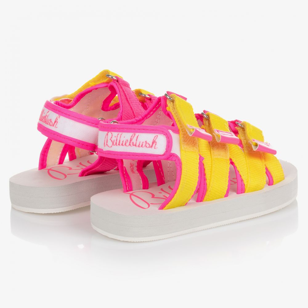 بيلي بلاش-صندل قماش لون زهري وأصفر للبنات | Childrensalon Outlet