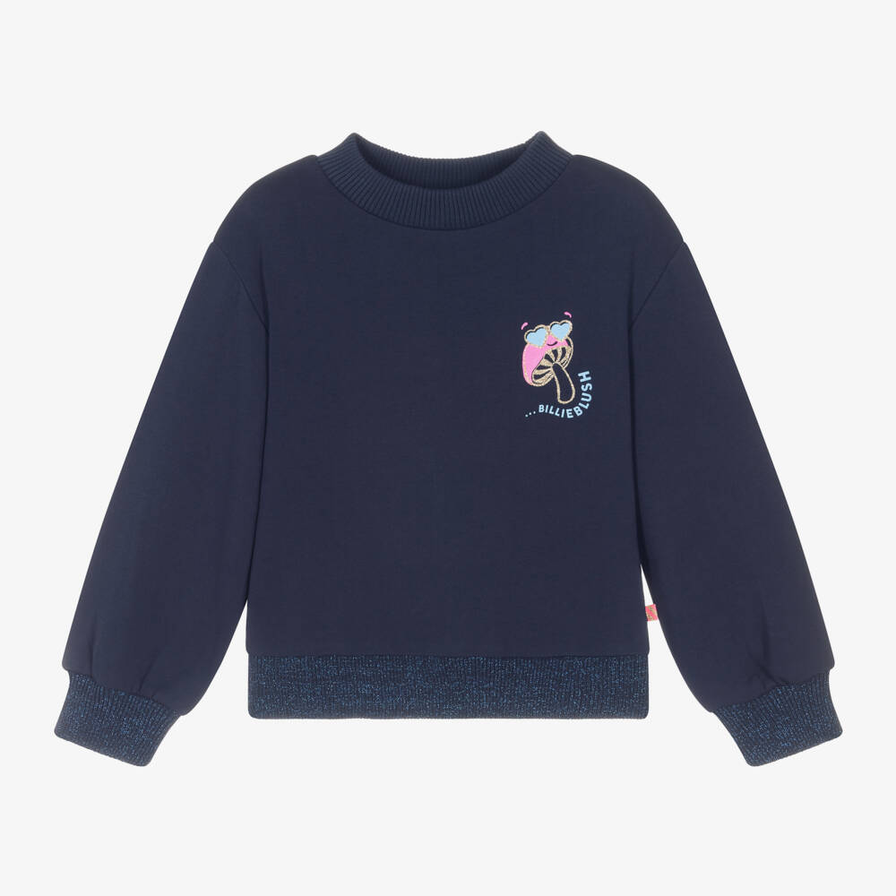 Billieblush-Girls Playful Navy Glitter Sweatshirt | Childrensalon Outlet