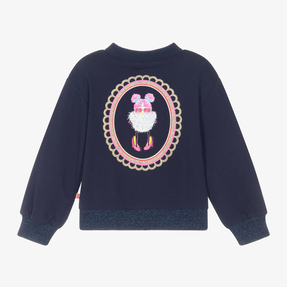 Billieblush-Girls Playful Navy Glitter Sweatshirt | Childrensalon Outlet