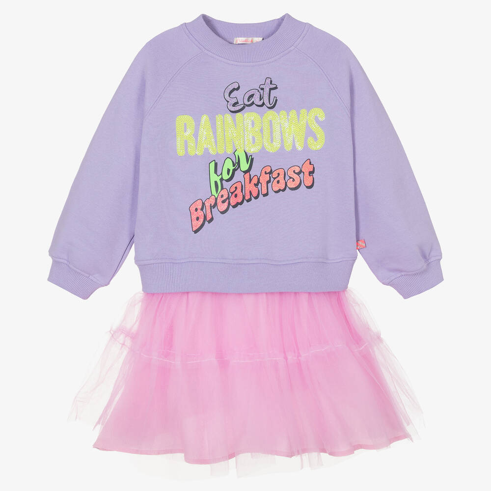 Billieblush - Robe violette en jersey et tulle | Childrensalon