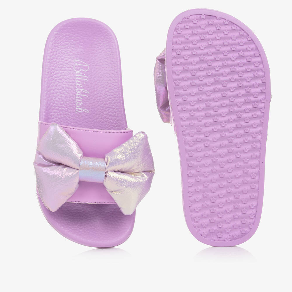 Billieblush-شبشب سلايدرز لون بنفسجي متاليك للبنات | Childrensalon Outlet