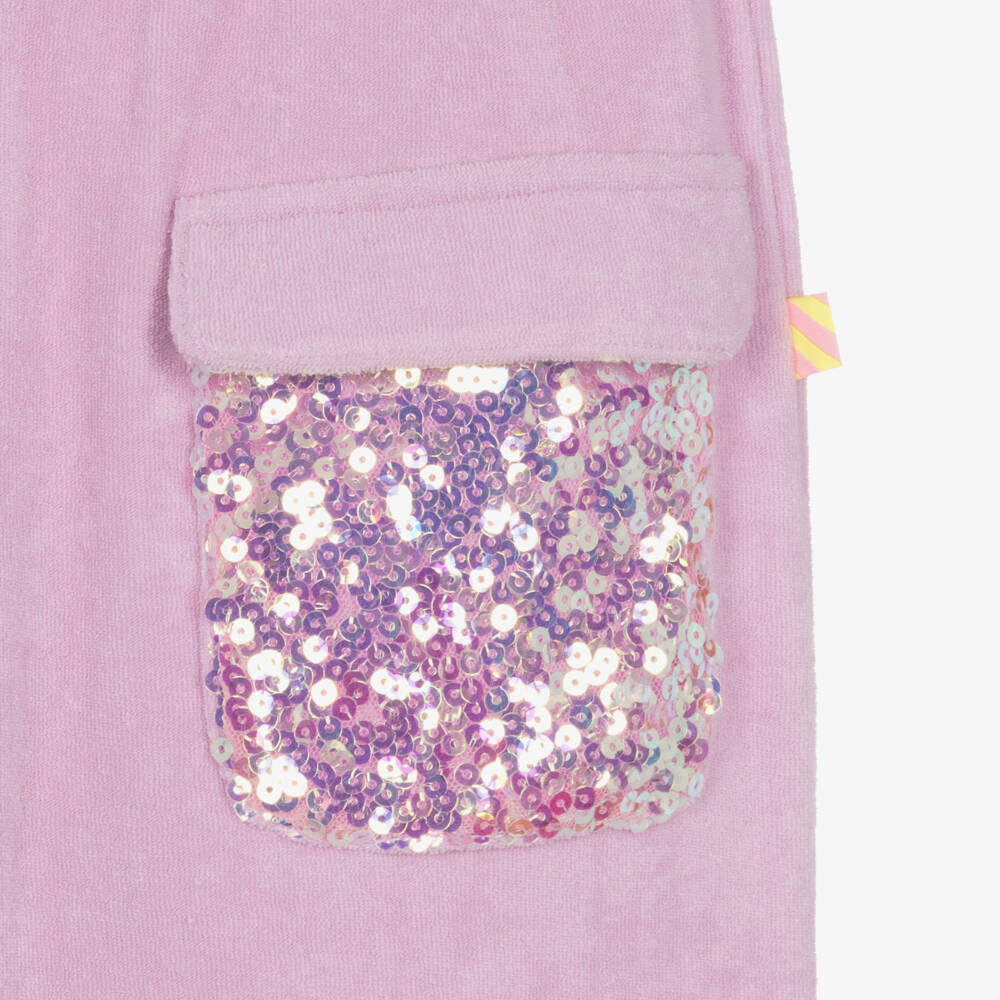 Billieblush-Girls Purple Sequin Cotton Joggers | Childrensalon Outlet