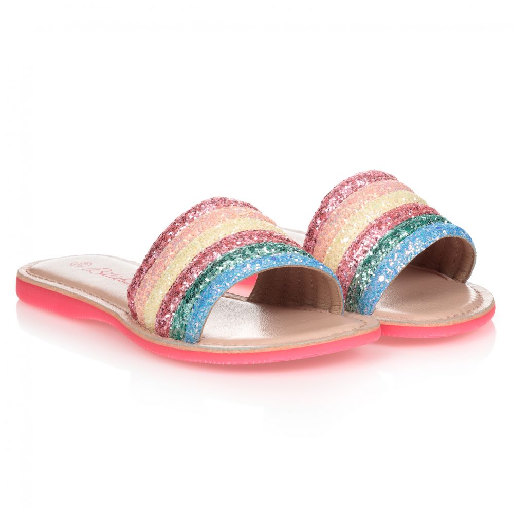 Billieblush - Girls Rainbow Glitter Sliders | Childrensalon