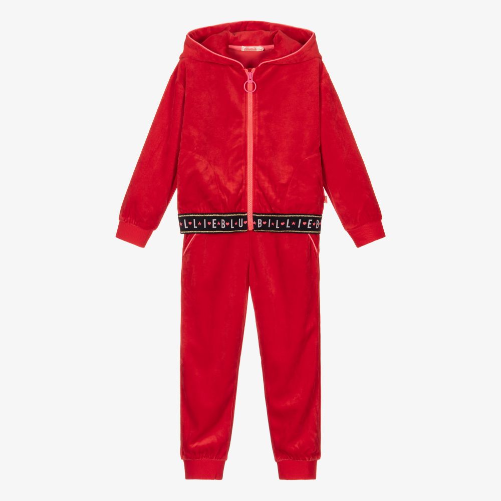 Billieblush - Красный бархатный спортивный костюм для девочек | Childrensalon