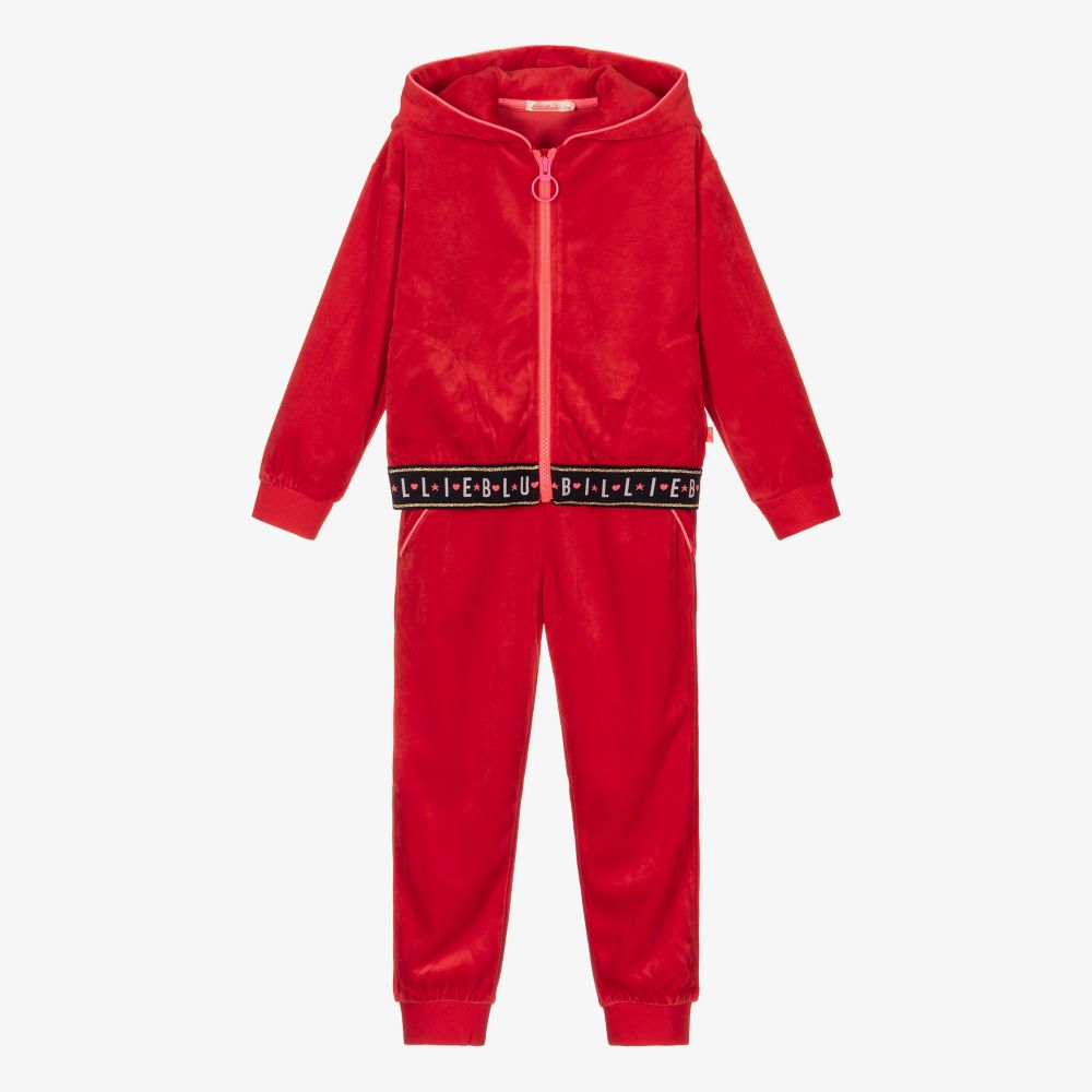 Billieblush - Girls Red Velvet Tracksuit | Childrensalon