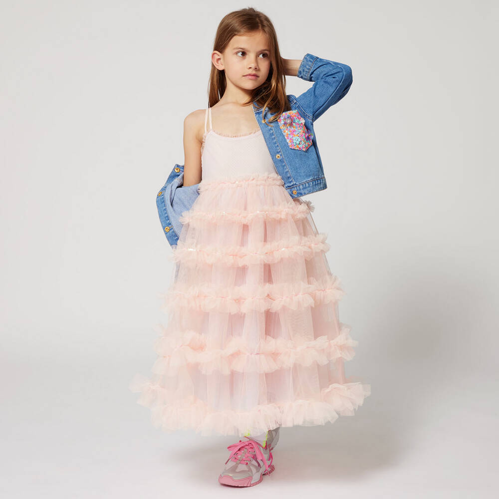 Billieblush-Платье из тюля с рюшами розовое для девочек | Childrensalon Outlet