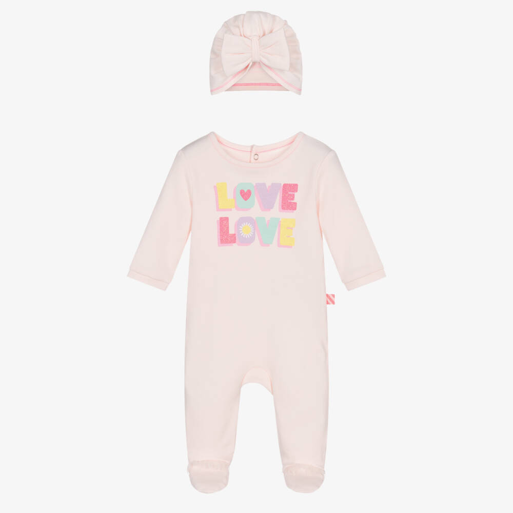 Billieblush-Комбинезон из розового хлопка и шляпа с бантом для девочек | Childrensalon Outlet