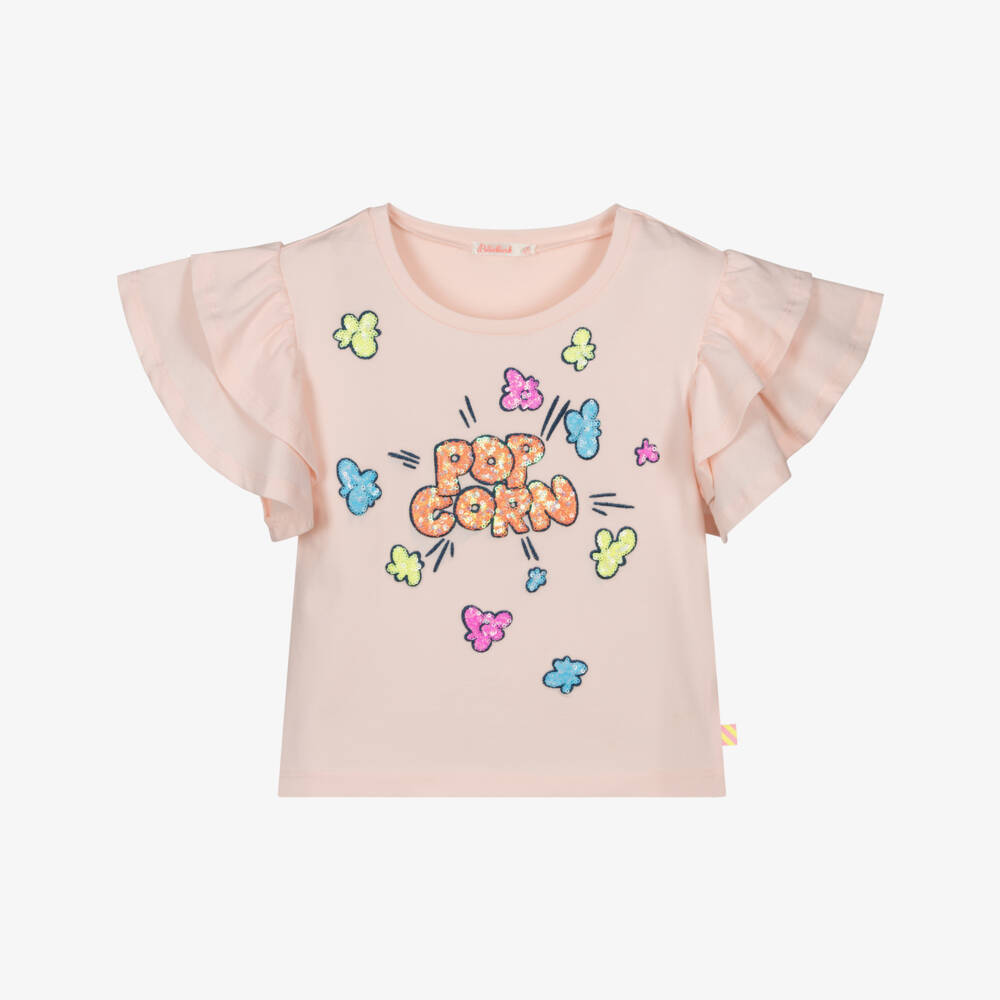 Billieblush-تي شيرت قطن وردي لامع للبنات | Childrensalon Outlet