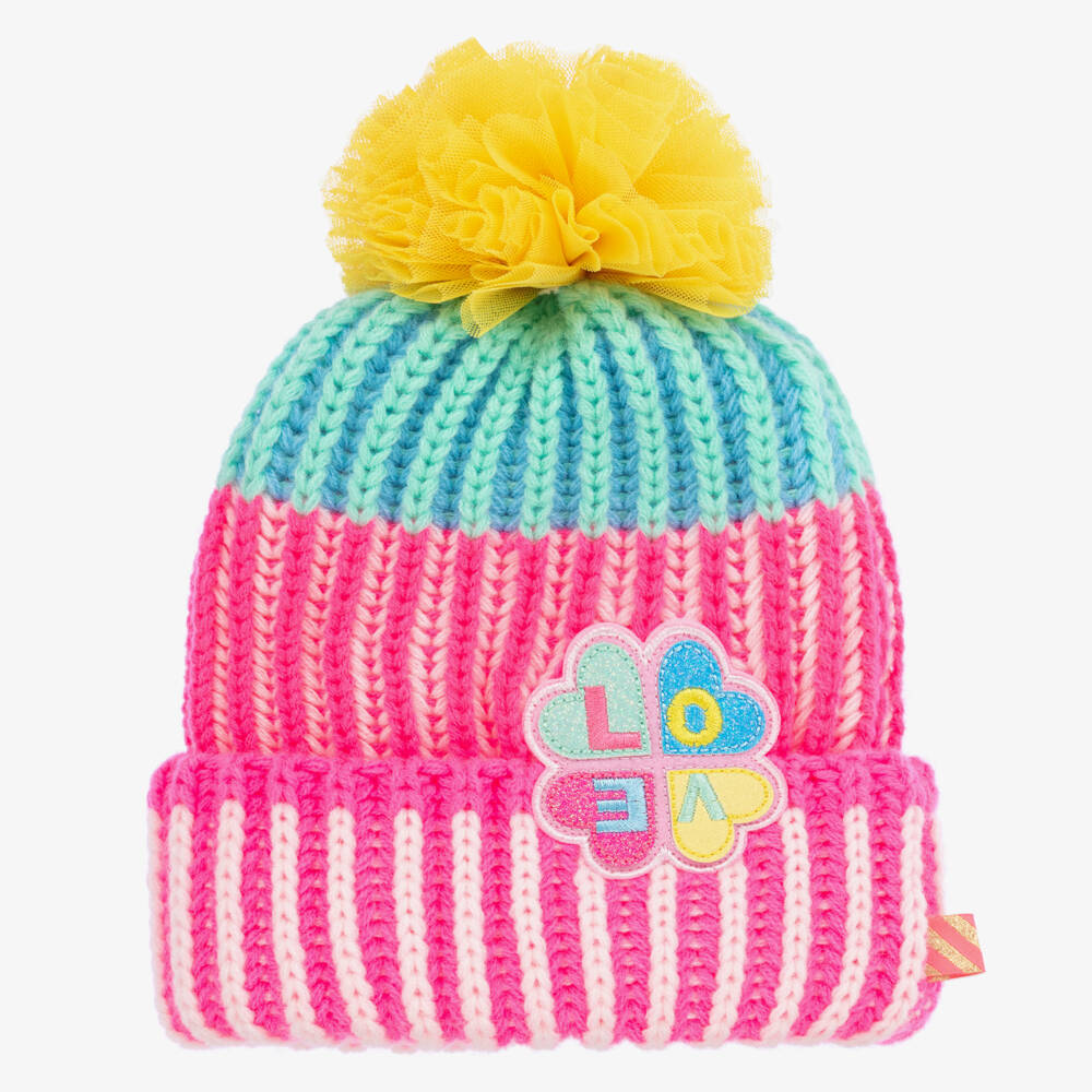 Billieblush-قبعة بنات صوفية وردية بكرات صوف | Childrensalon Outlet
