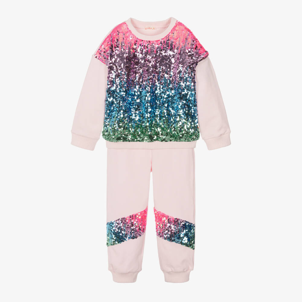 Billieblush-بدلة رياضية قطن وترتر لون زهري للبنات | Childrensalon Outlet