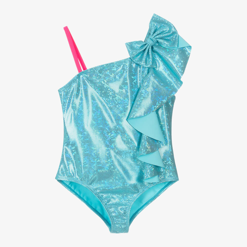 Billieblush-Girls Shimmering Aqua One-Piece | Childrensalon Outlet