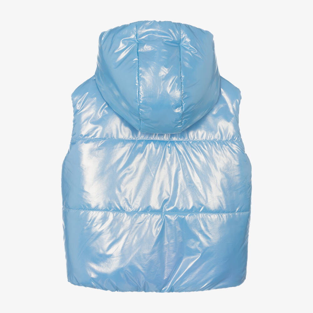 Billieblush-Girls Shimmering Blue Hooded Gilet | Childrensalon Outlet