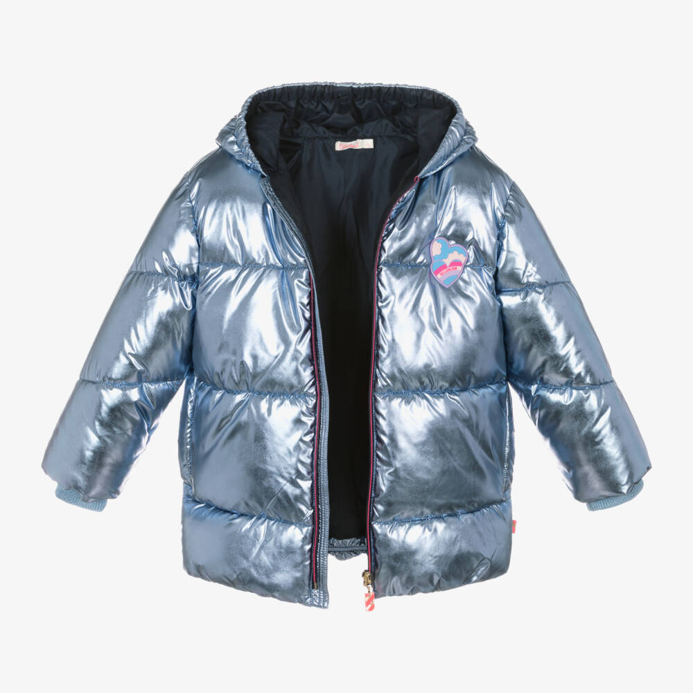 Billieblush-Girls Shimmering Blue Quilted Jacket | Childrensalon Outlet