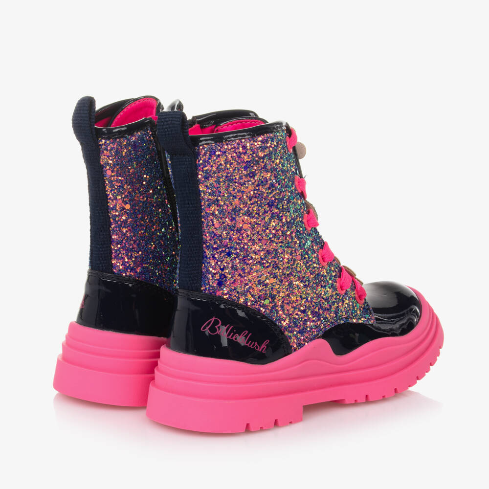 Billieblush-Girls Shimmering Navy Glitter Boots | Childrensalon Outlet