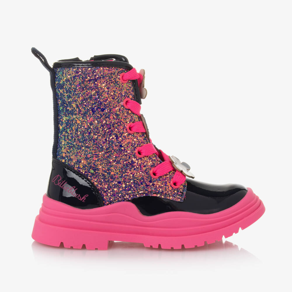 Billieblush-Girls Shimmering Navy Glitter Boots | Childrensalon Outlet
