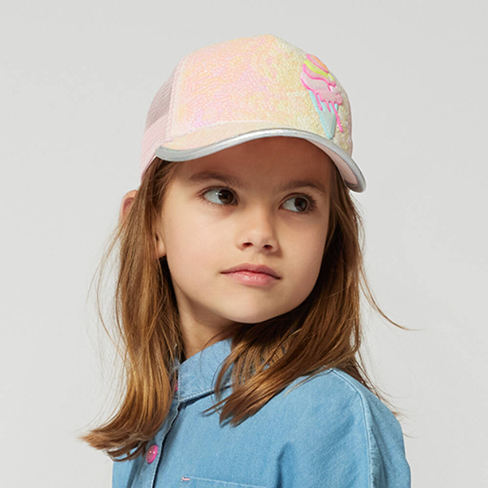 Billieblush-Girls Shimmering Pink Mesh Hat | Childrensalon Outlet