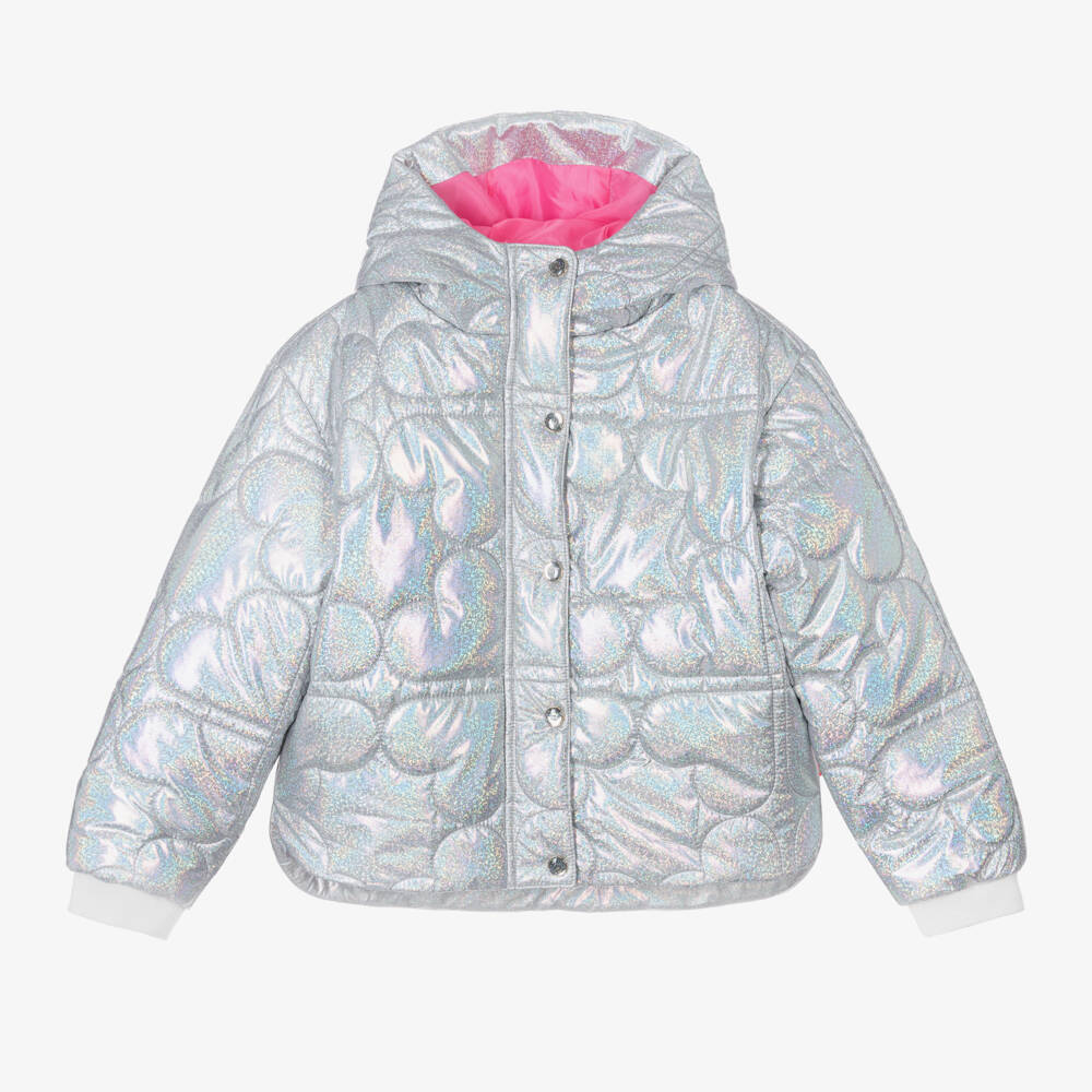 Billieblush-Girls Shimmery Silver Quilted Jacket | Childrensalon Outlet