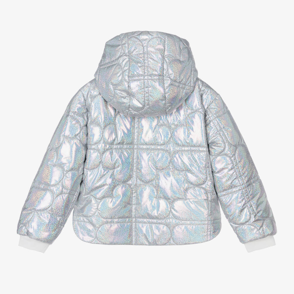 Billieblush-جاكيت بافر لون فضي للبنات | Childrensalon Outlet