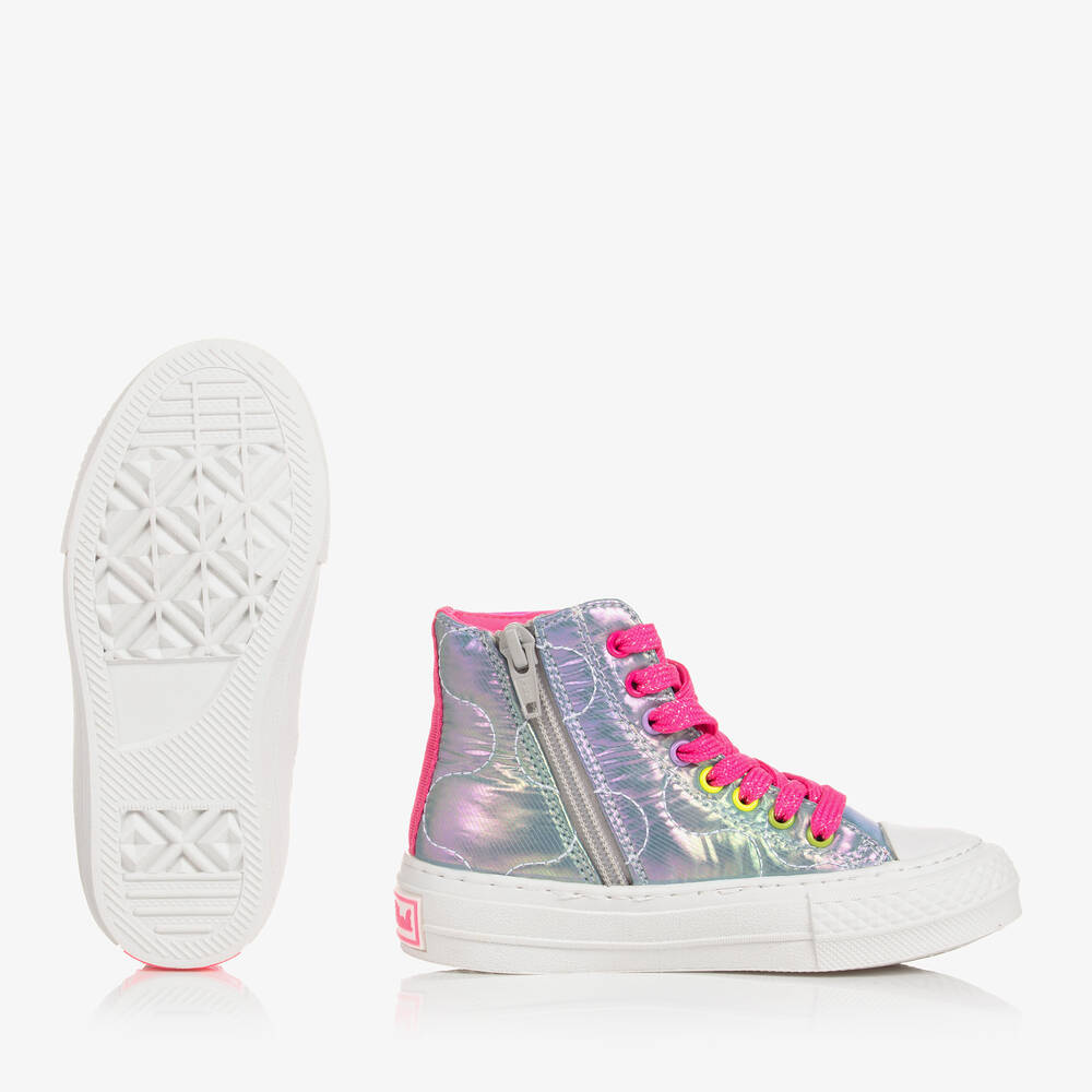 Billieblush-Girls Silver & Pink High-Top Trainers | Childrensalon Outlet