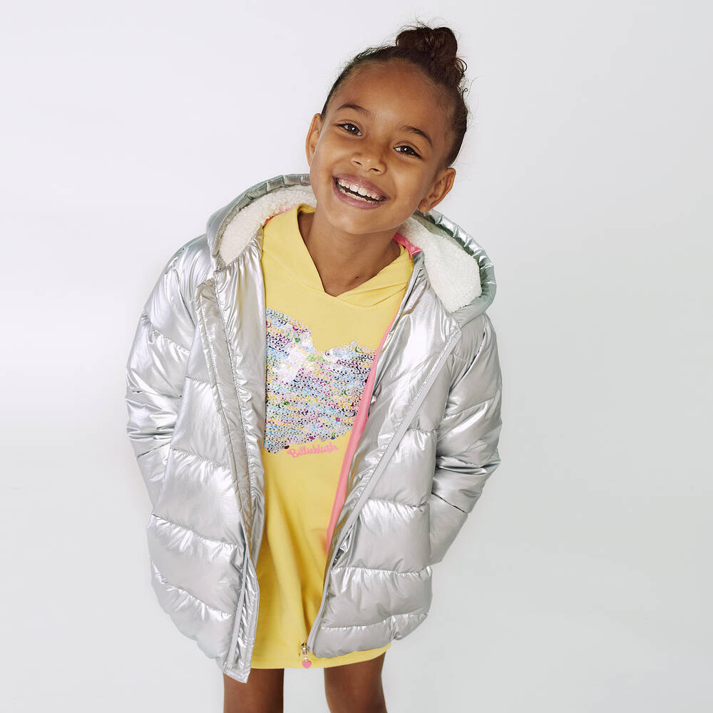 Girls silver puffer new arrivals coat