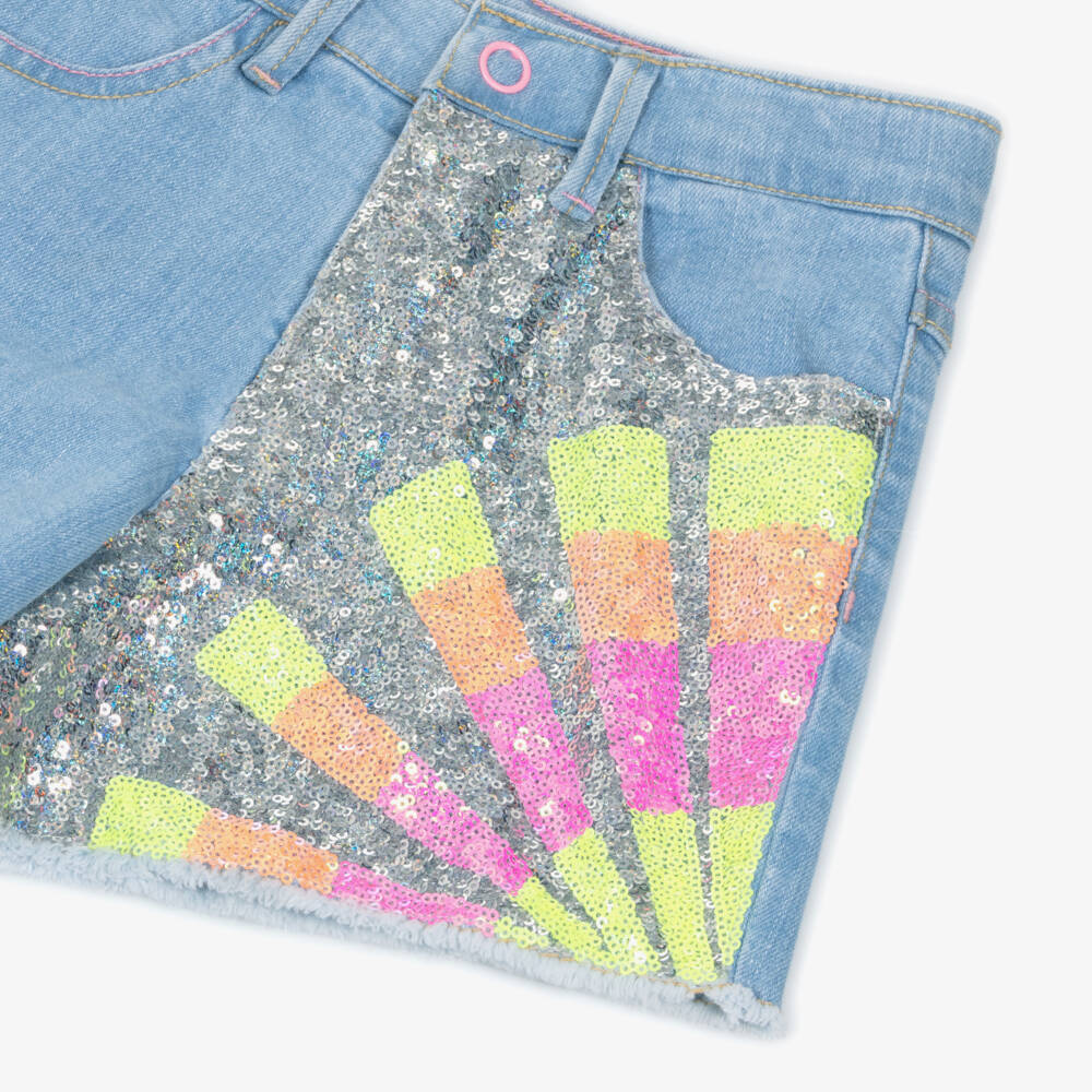 Billieblush-Girls Sparkling Blue Denim Shorts | Childrensalon Outlet
