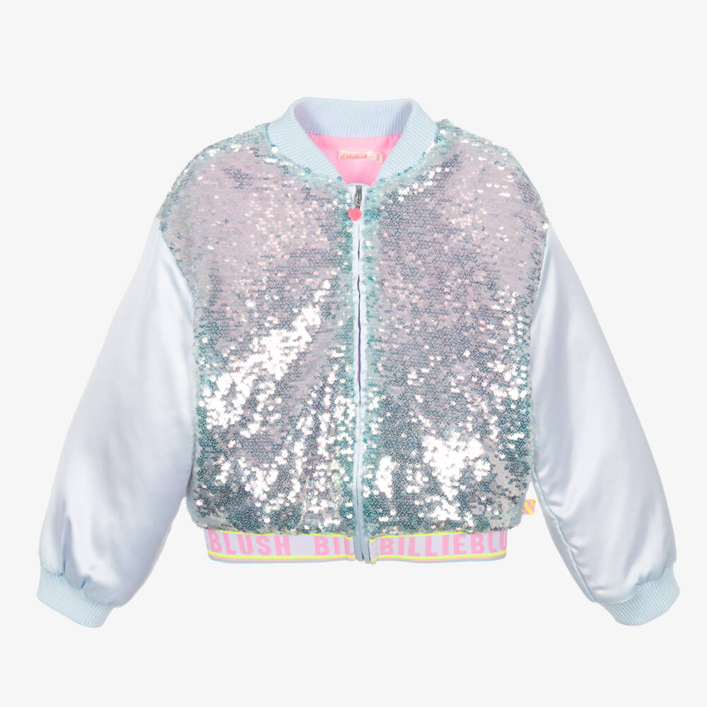 Billieblush-Girls Sparkling Blue Satin Jacket | Childrensalon Outlet