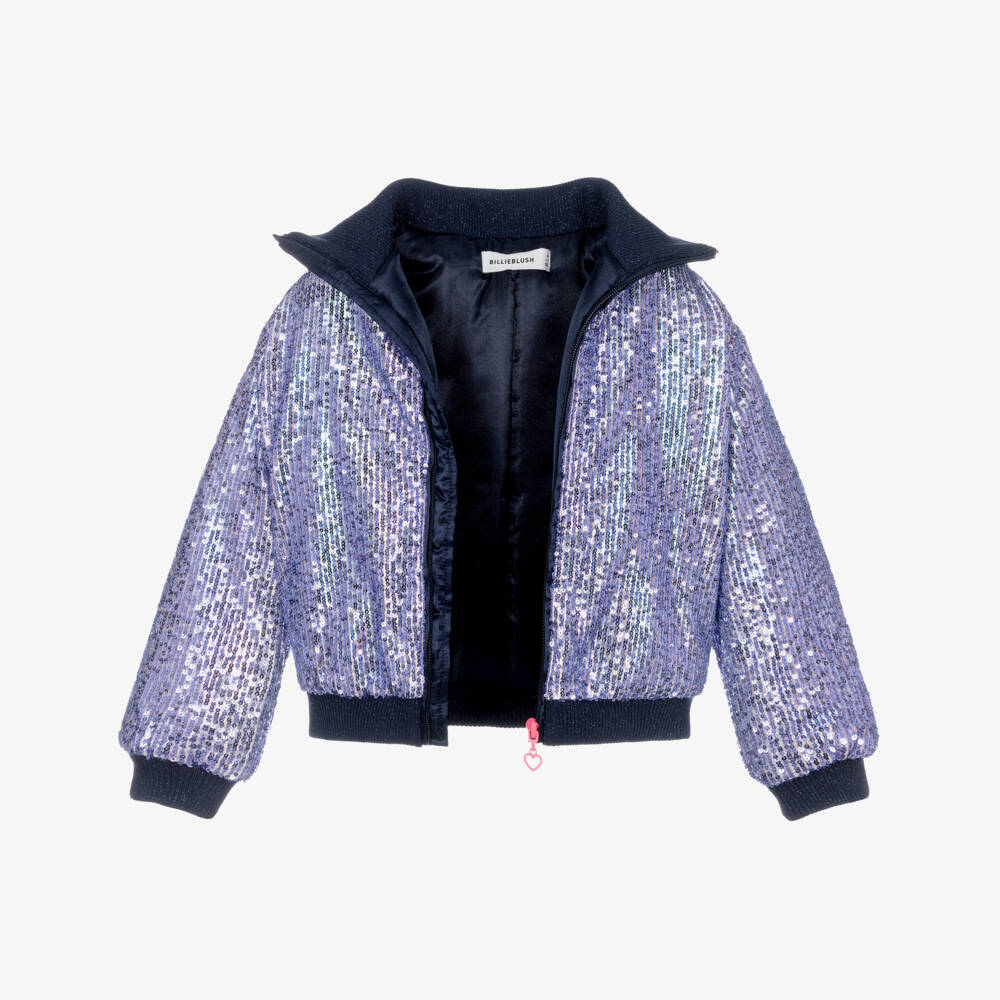 Billieblush-Girls Sparkling Blue Zip Jacket | Childrensalon Outlet