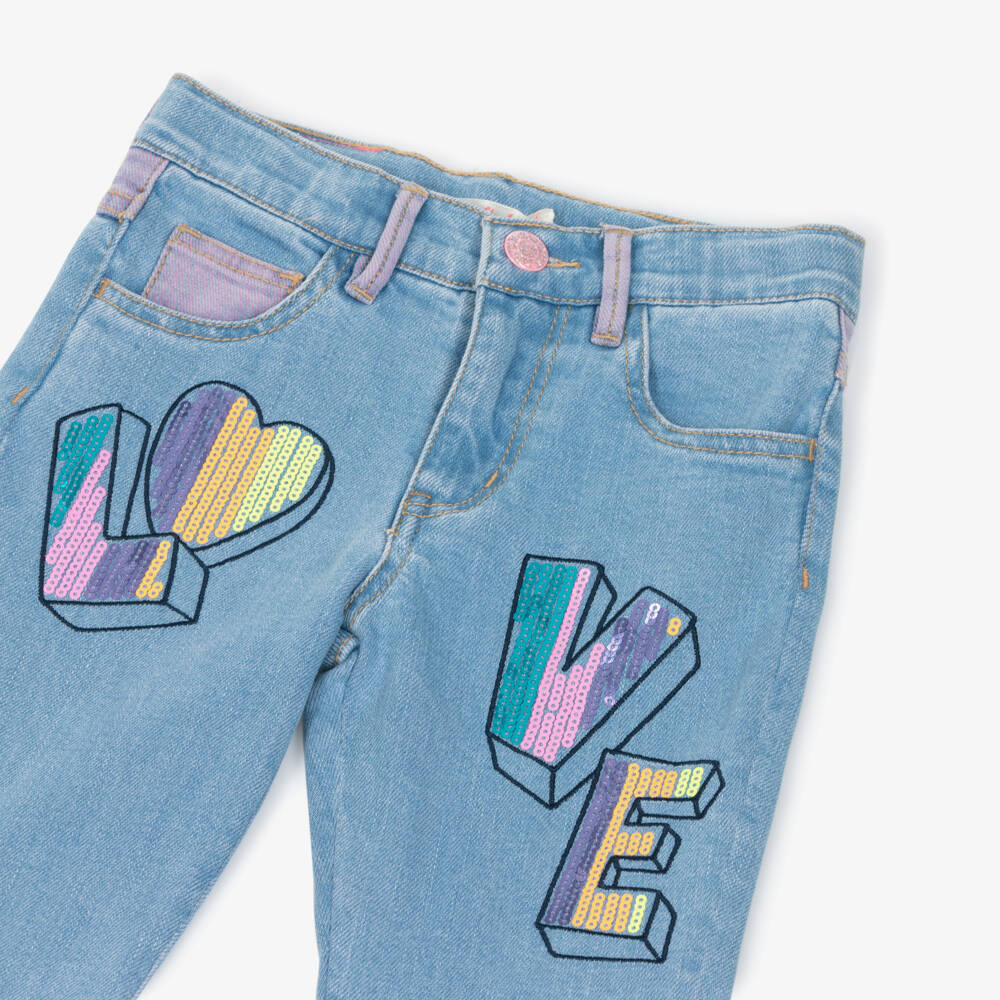 Billieblush-Girls Sparkling Denim Love Trousers | Childrensalon Outlet