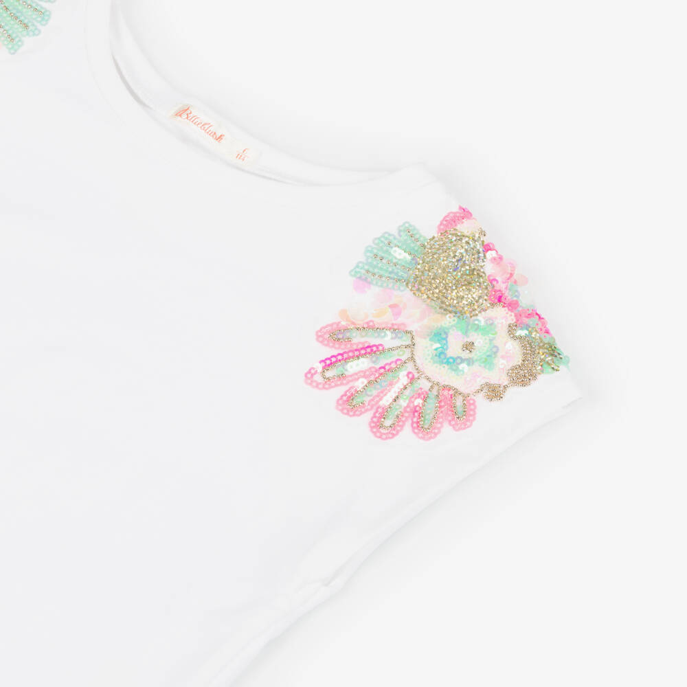 Billieblush-Кремовая хлопковая футболка с блеском для девочек | Childrensalon Outlet
