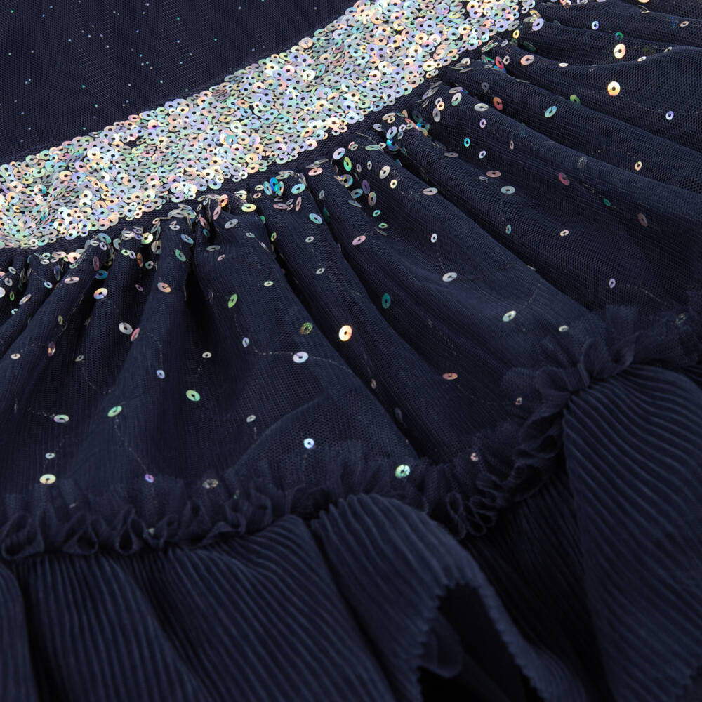 Billieblush-Girls Sparkling Navy Tulle Gown | Childrensalon Outlet